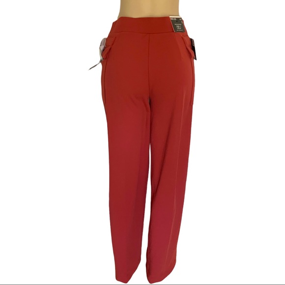 NWT BBJ Los Angeles Wide Leg High Rise Long Tie Belt Pocket Stretch Red Pants - Picture 6 of 9